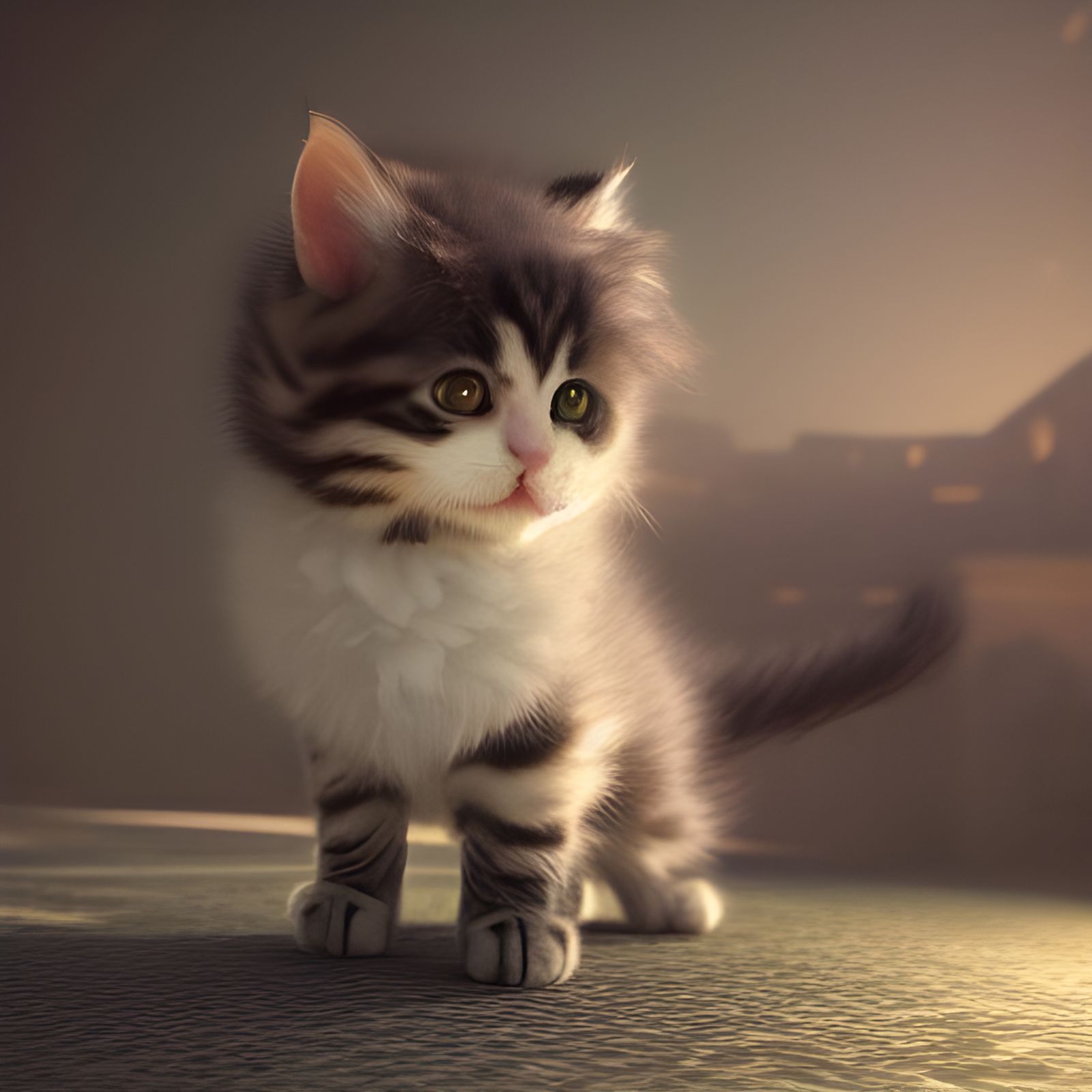 Armored Kitten Ready for Battle: Digital Art