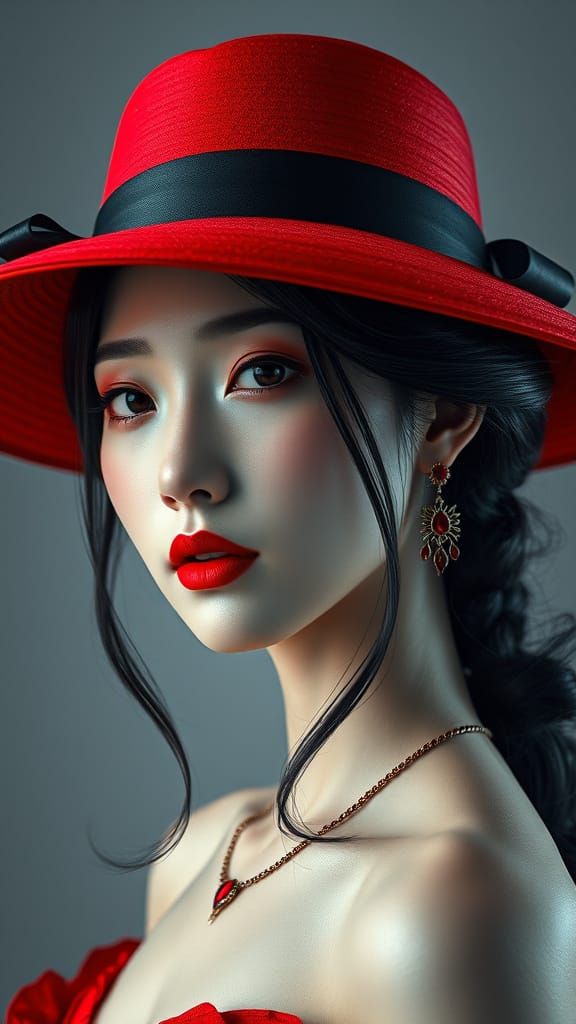 Mysterious Korean Woman in Dark Fantasy Portrait