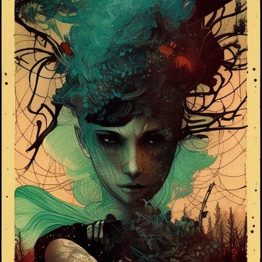 Lovers Tarot Card: Surreal Fantasy Horror Art