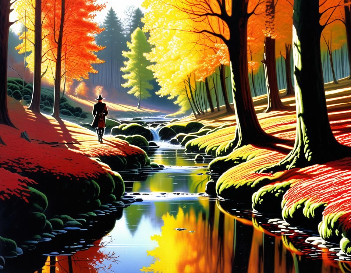 Autumn Forest Scene in a Fantasy Art Style