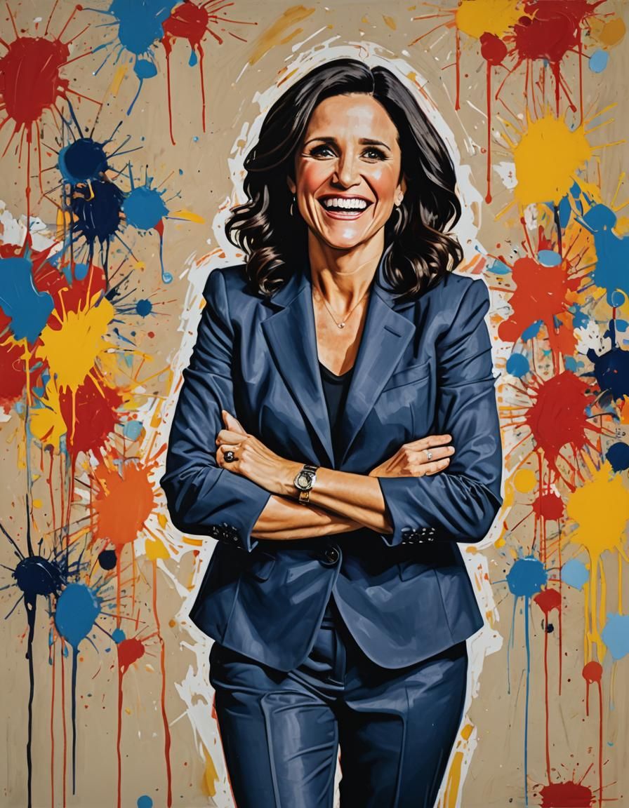 Julia Louis-Dreyfus Portrait as Oil Painting in Warhol Style