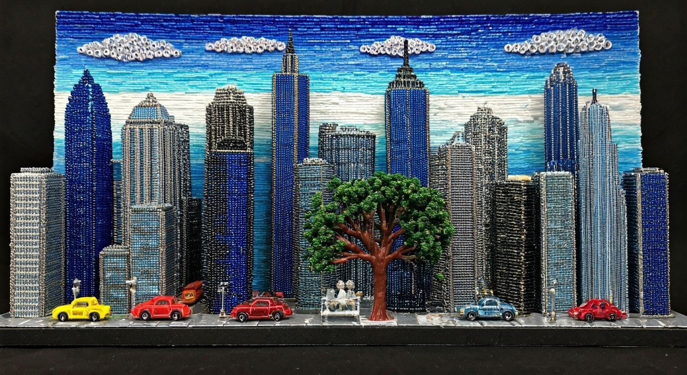 Beaded Miniature Cityscape Mosaic