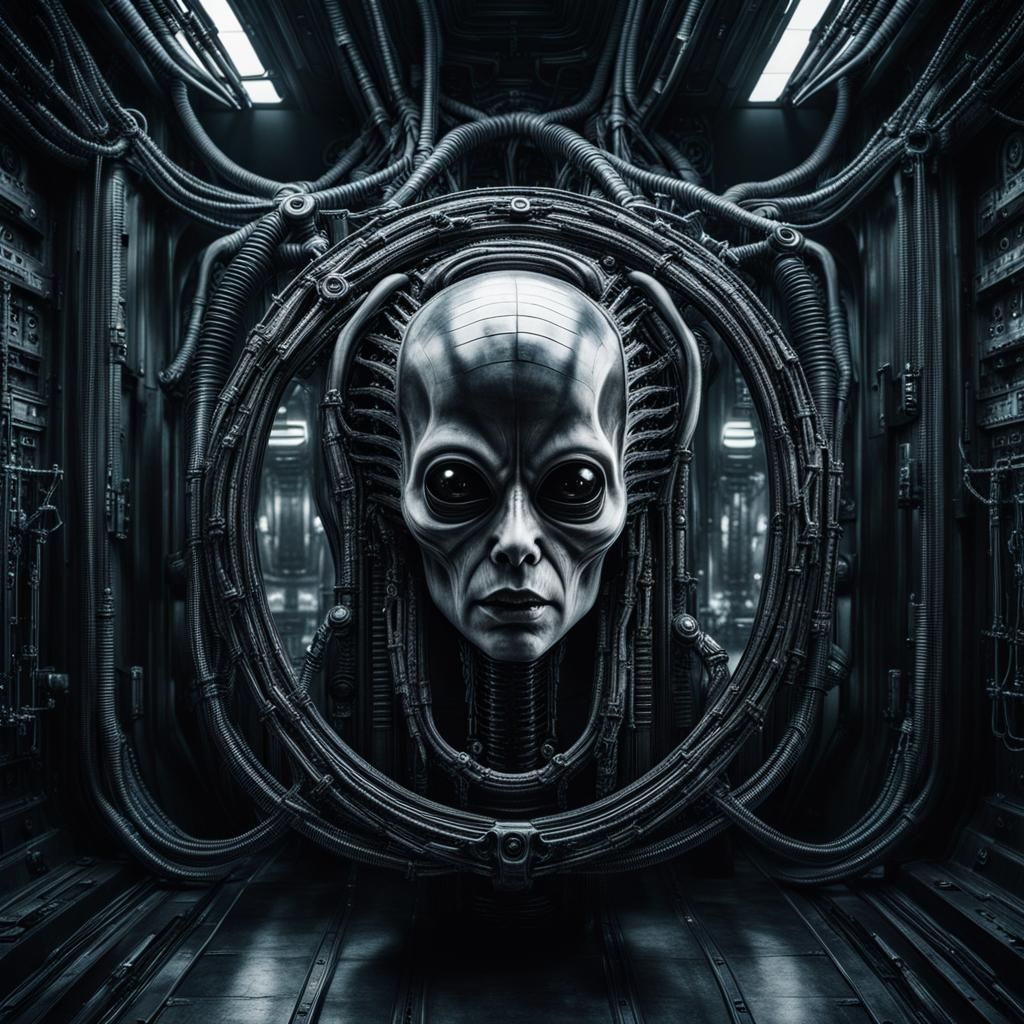 Dark Portrait in HR Giger Style