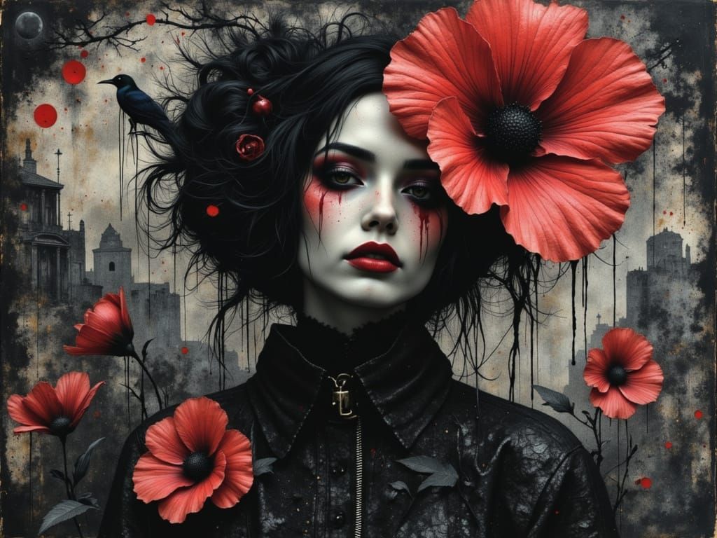 Ethereal Gothic Geisha in Moonlit Nightmare