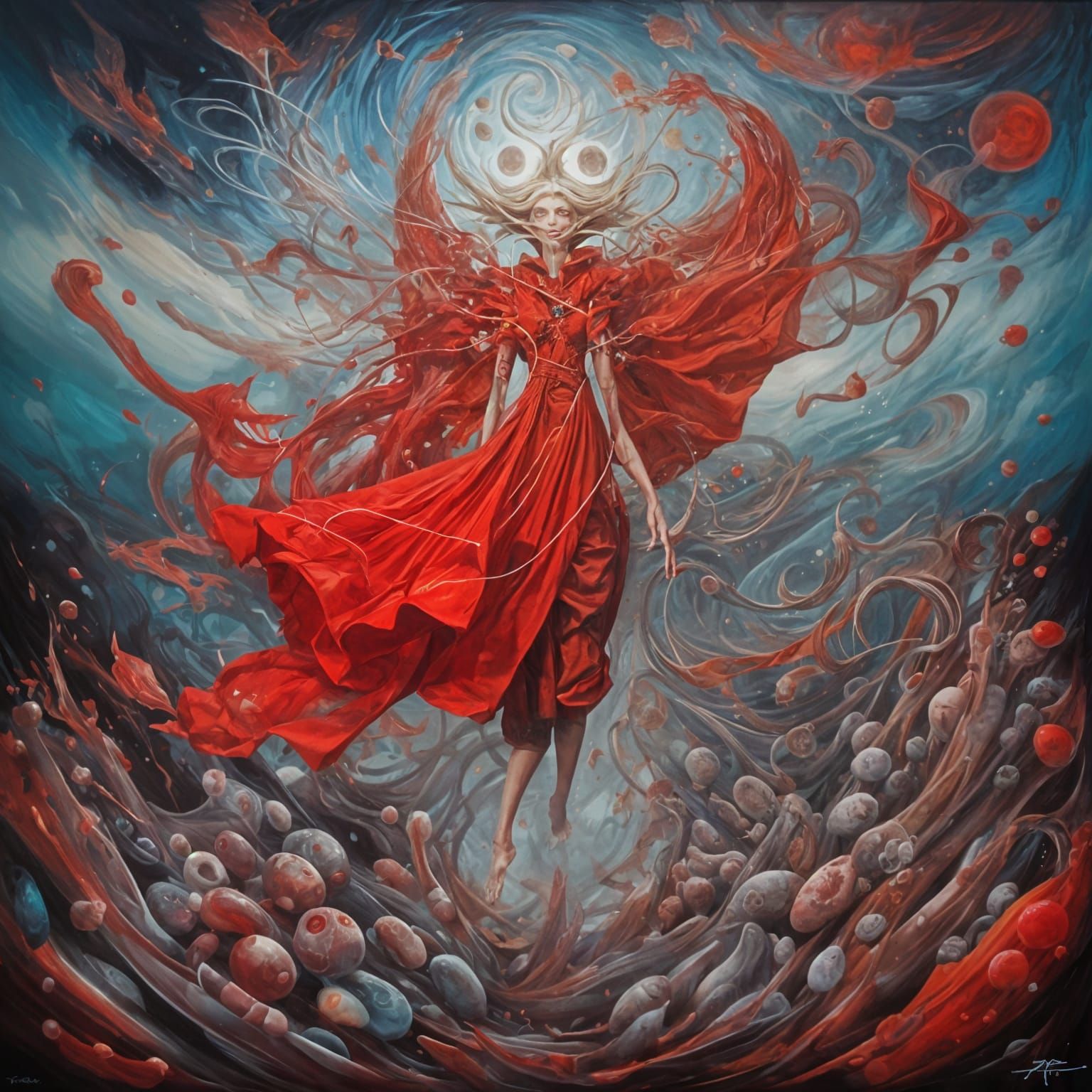 Futuristic Zombie Patrol Amidst Punk Nebulae and Abstract Ar...