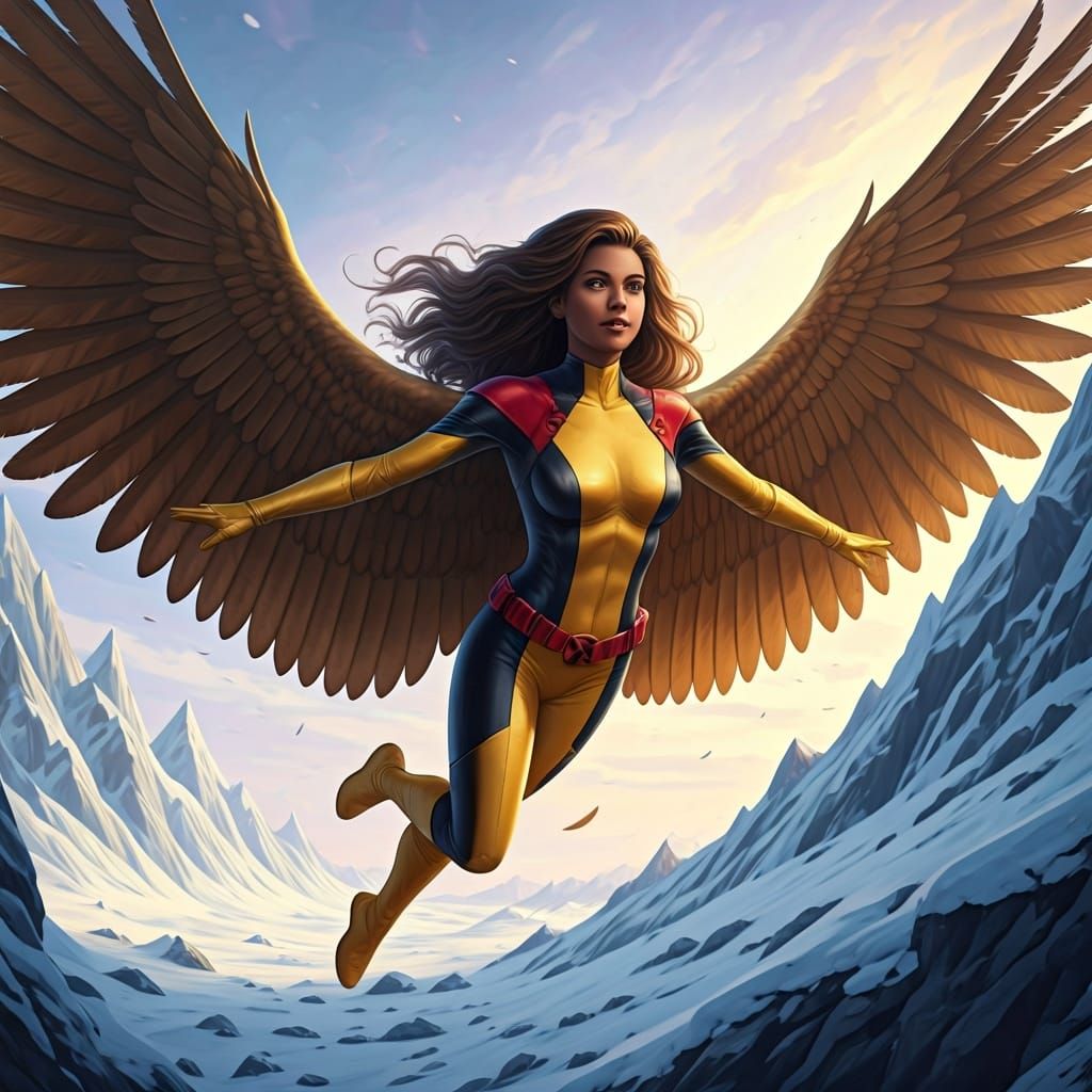 X-Men Mutant Jennifer Starkey Flies Over Snowy Mountains