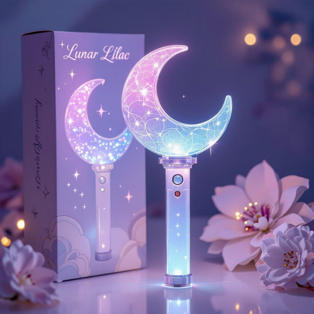 Kpop Lightstick with Crescent Moon in Takashi Murakami Style