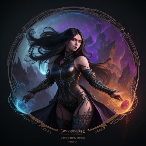 Fantasy Sorceress Casting Spell in Dark Fantasy Art