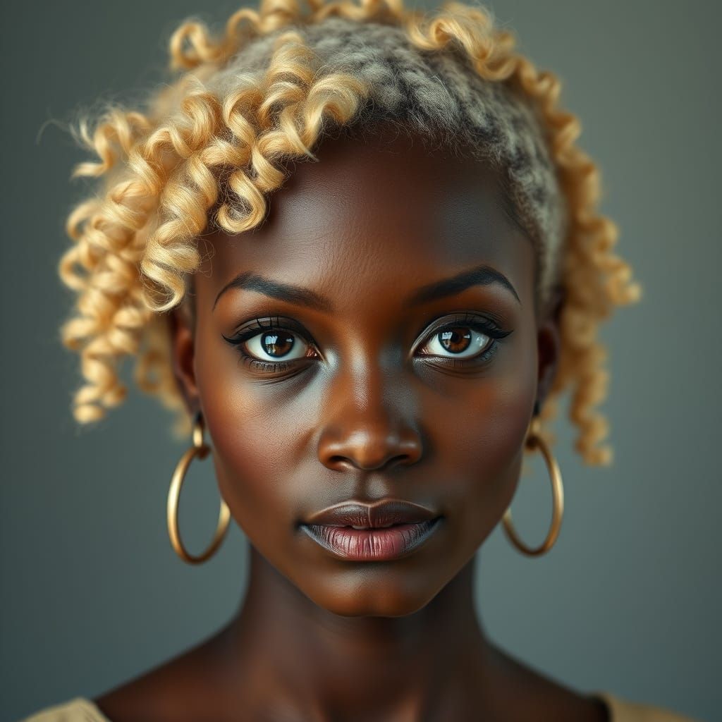 African Woman with Blonde Hair in Contemporary Portrait