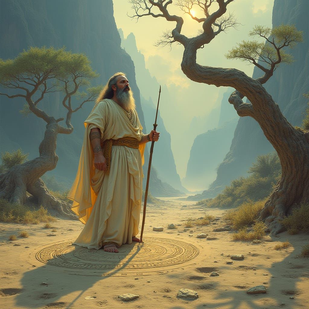 Pythagoras in a Whelan-Inspired Dreamworld Traces a Staff