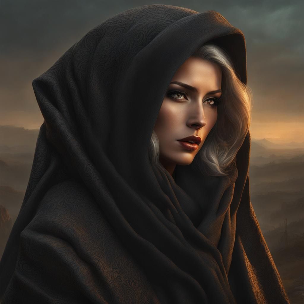 Wistful Woman in Wasteland, Classic Portrait