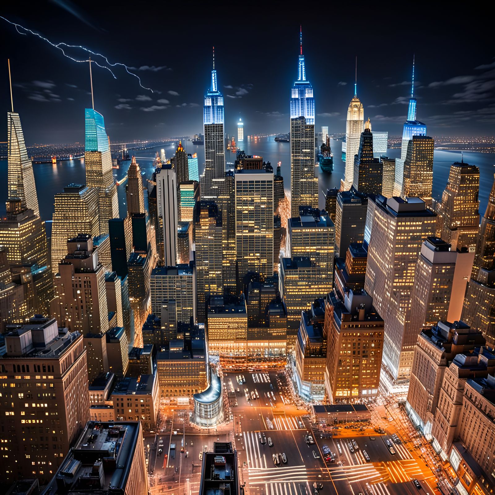New York Cityscape at night.