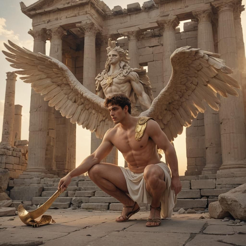 Hermes, Messenger of Gods, in Greek Style
