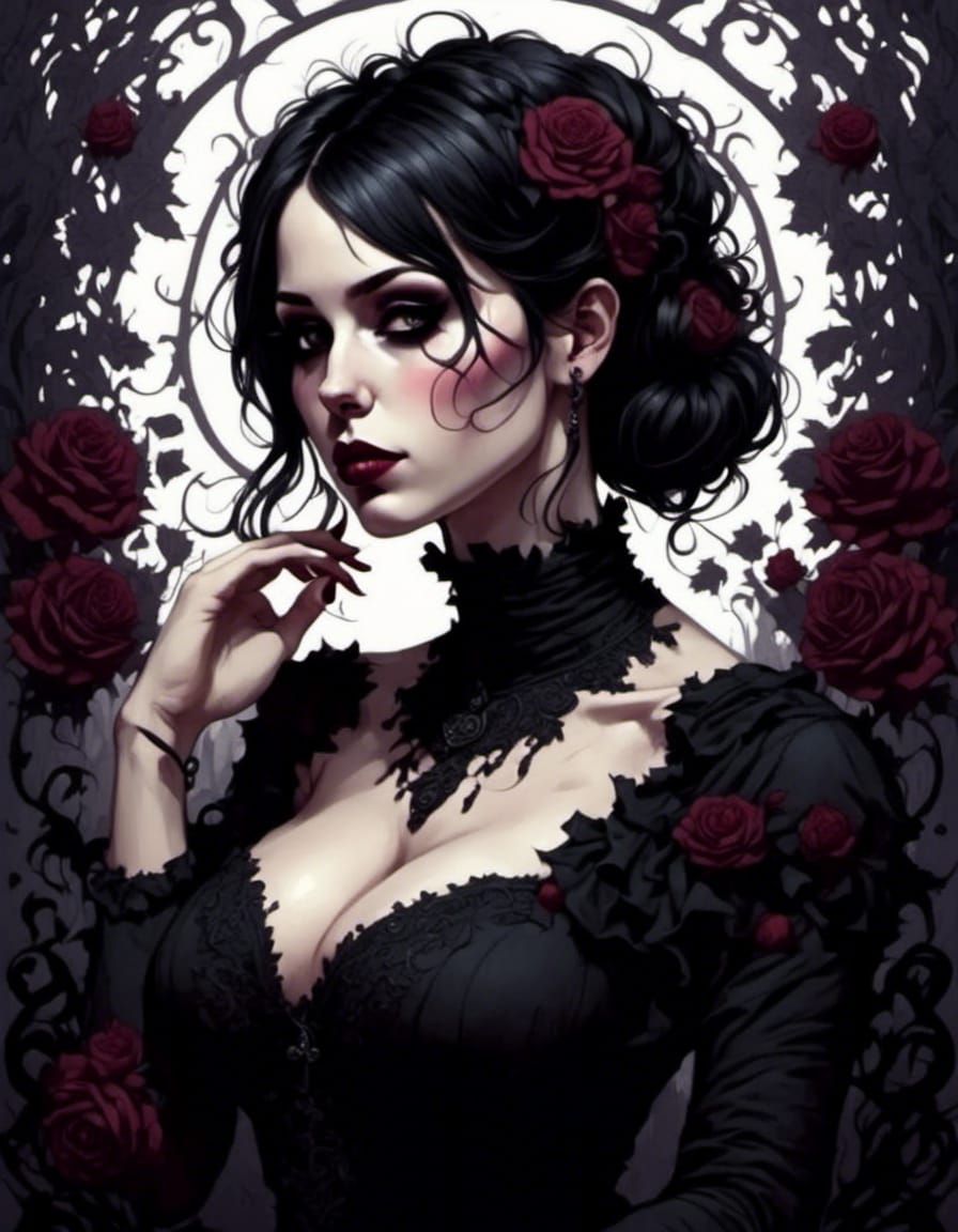 Gothic Horror Nightmare with Violet Flowers