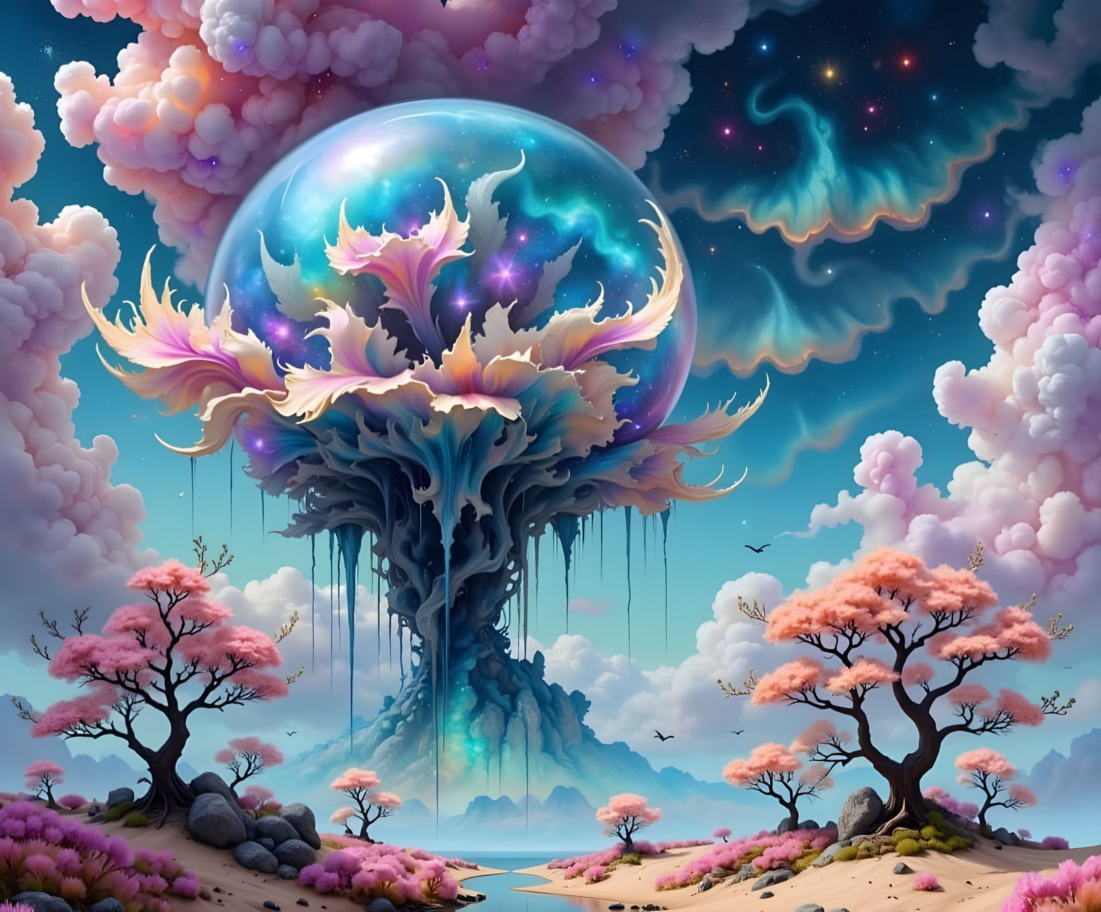 Ethereal Realm Unfolds in Vibrant, Luminous Beauty