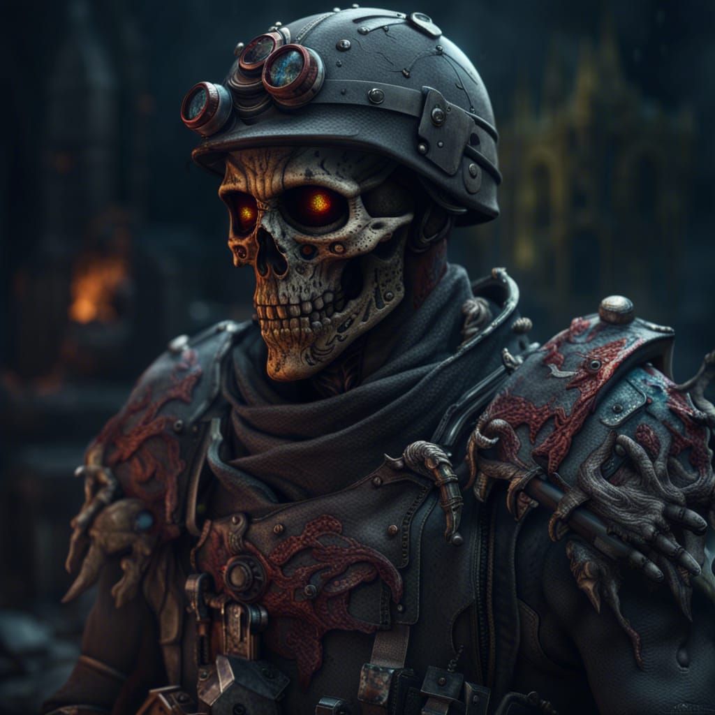 Undead Military Soldier in Detailed Matte Painting