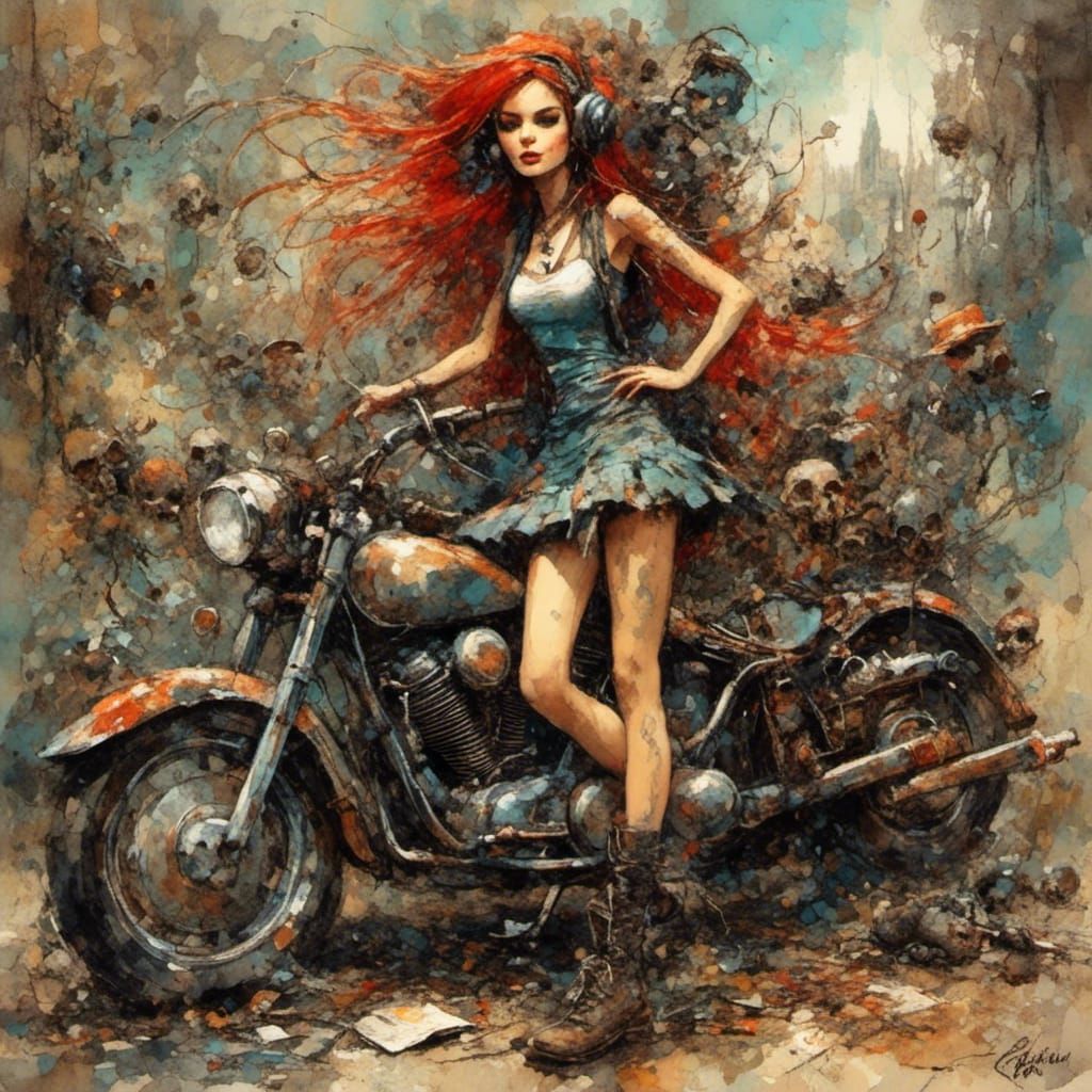 <lora:Oil and Glory:1.0> Hunt Emerson's Beat girl. | Ska, Pu...