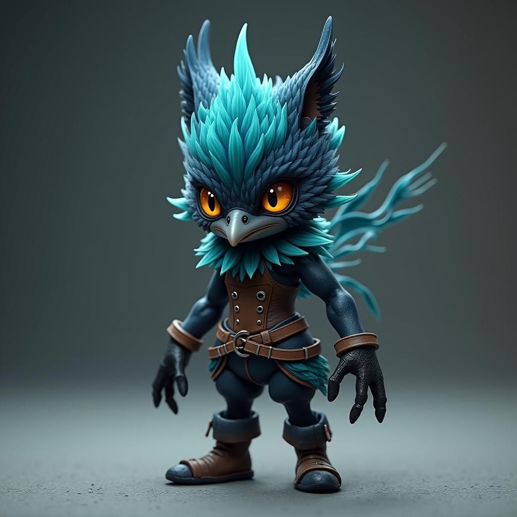 Adorable Kenku Rogue in Anime Style