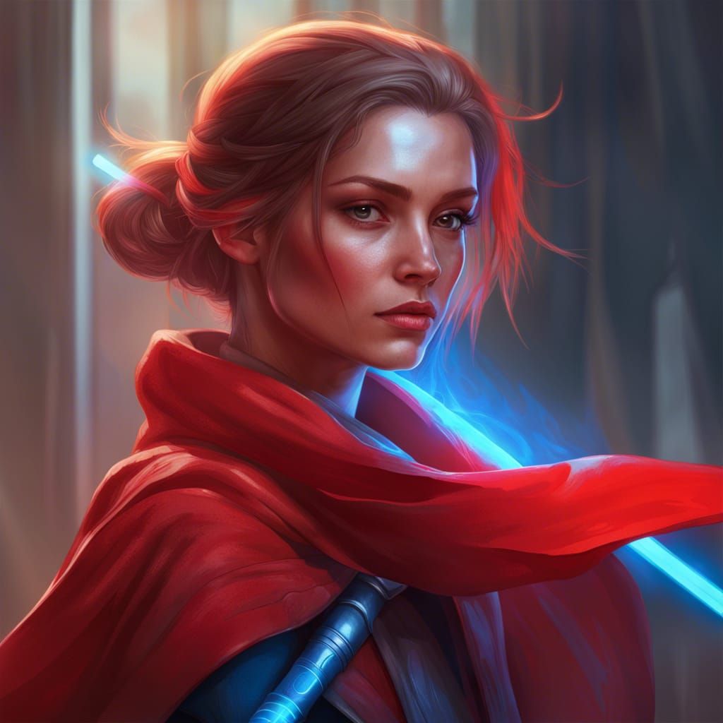 Female Jedi Portrait in Hyperdetailed Style