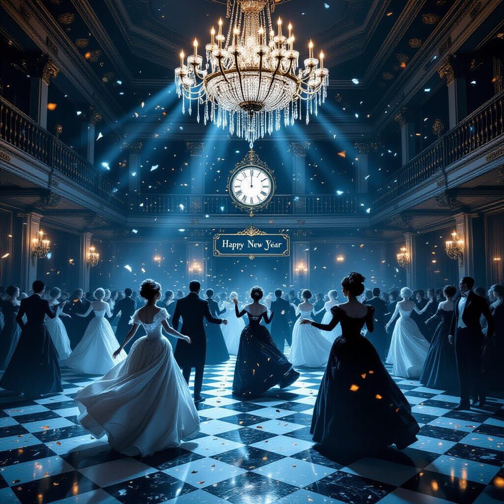 Gothic Ballroom Ghostly Revelers Celebrate New Year