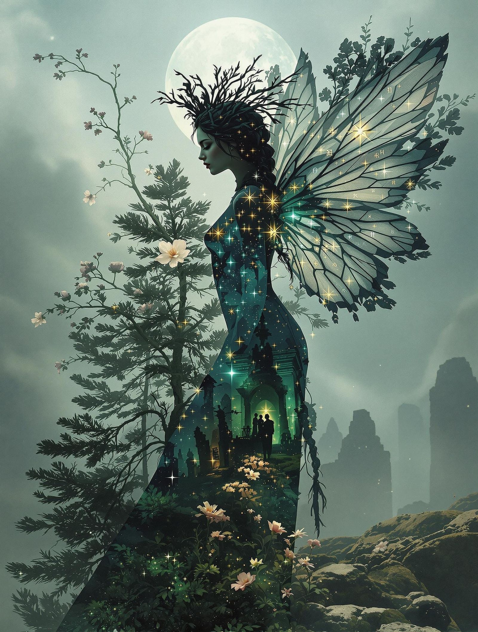 Gothic Fairy in Midnight Bloom