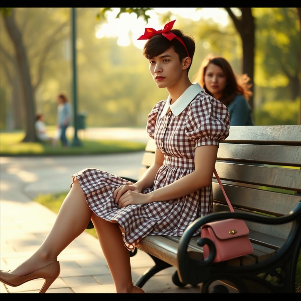 Charming Gentleman in Whimsical Gingham Ensemble