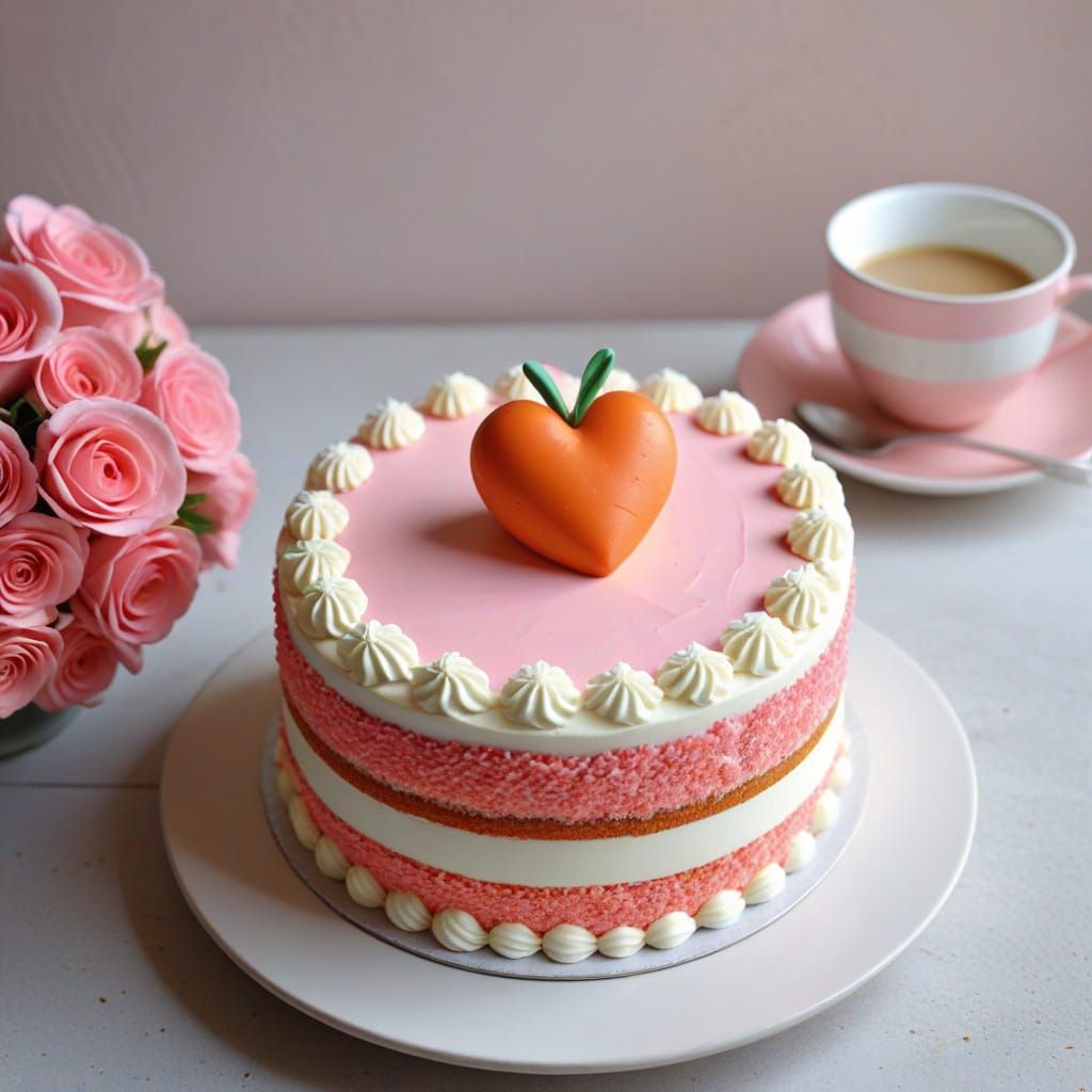 Vibrant Pink Carrot Cake with Heart-Shaped Cutout