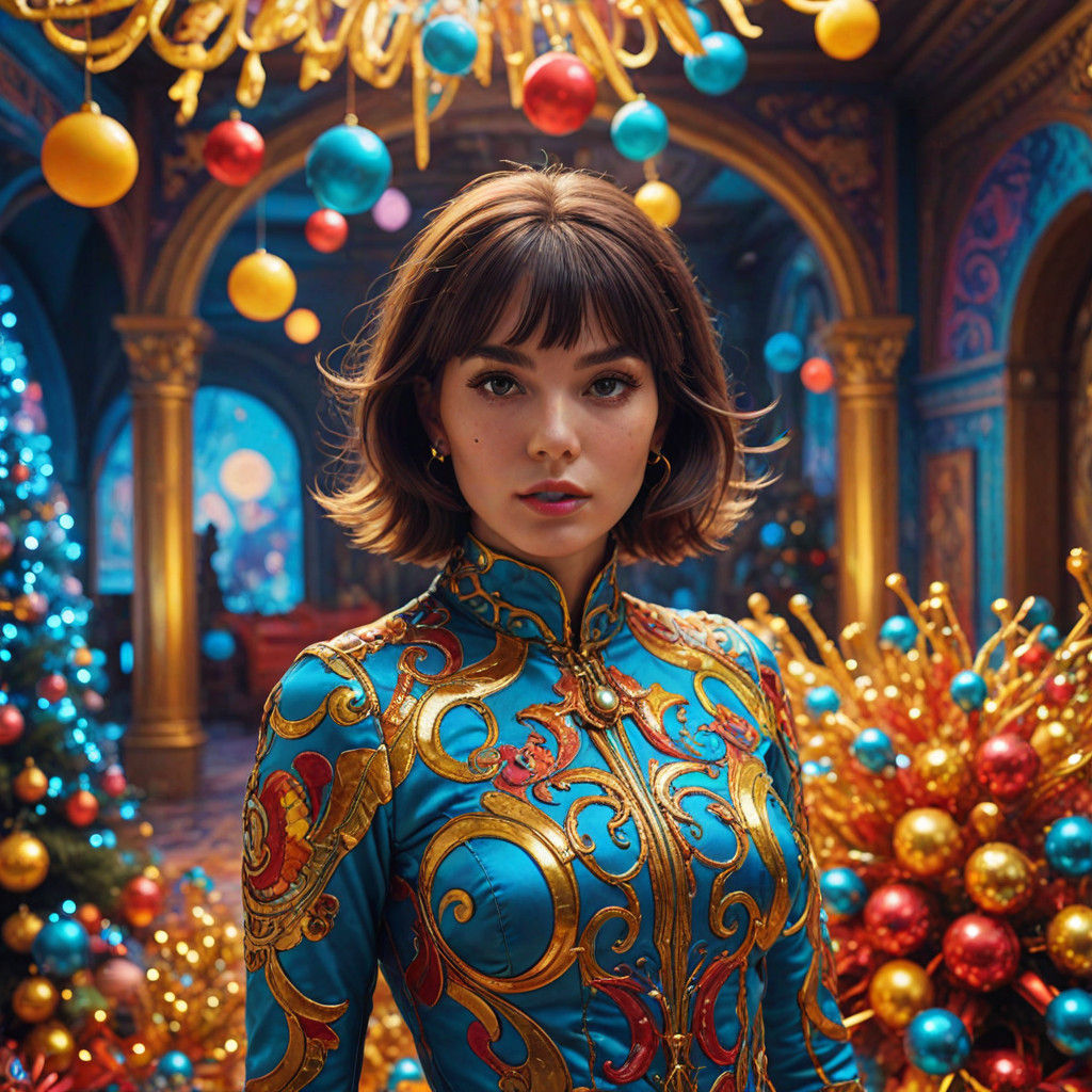 Vibrant 60s Revival in Whimsical Christmas Scene