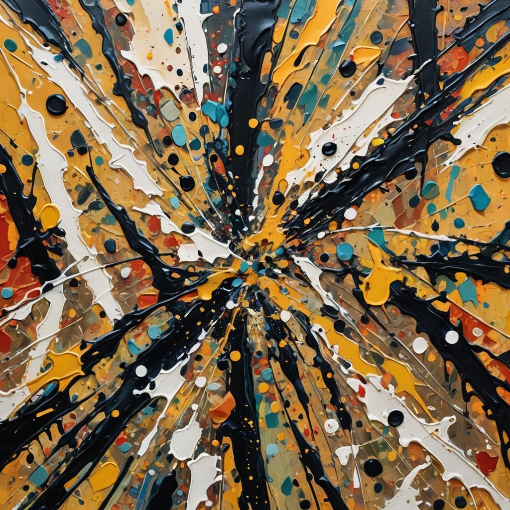 Abstract Expressionist Painting with Symmetric Shapes