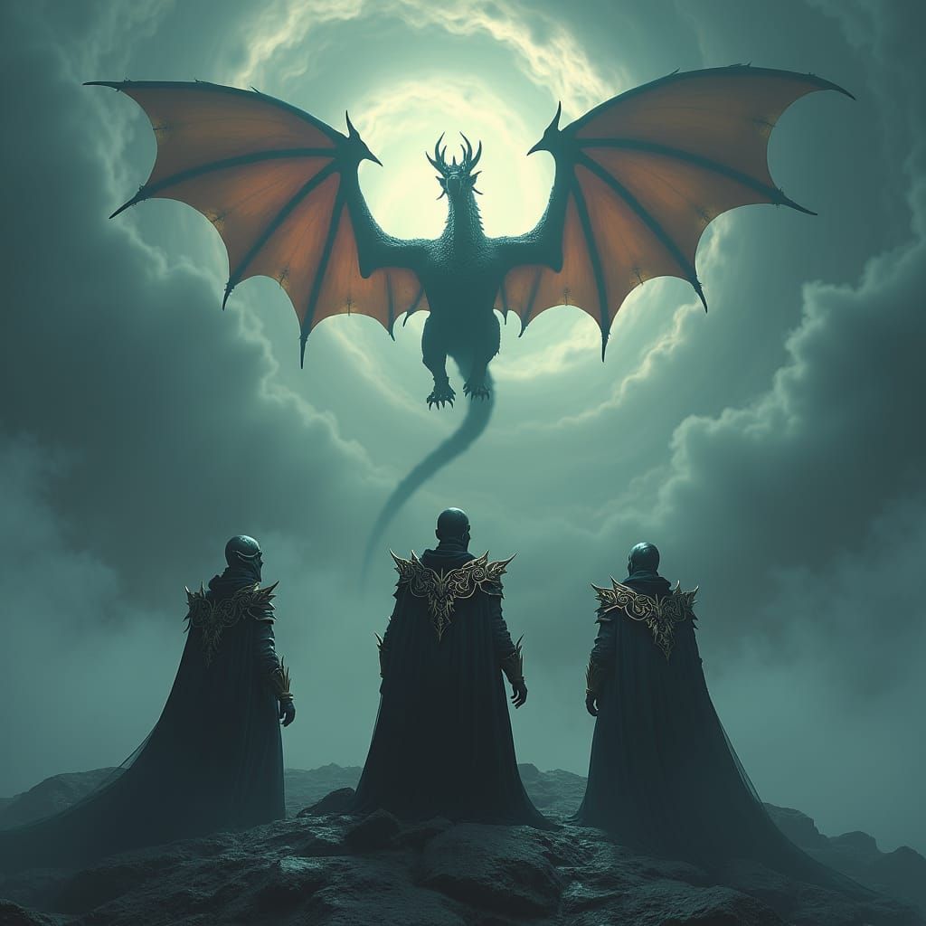 Mystical Warriors and Dragon Spirit in Dark Fantasy