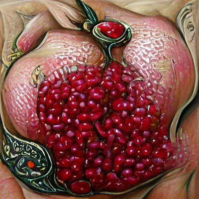 Detailed Painting of a Pomegranate