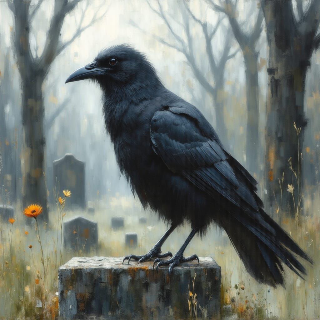 Black Crow on a Tombstone