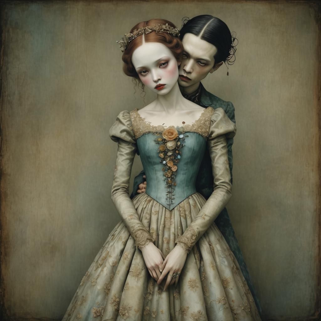 Surreal Portrait of Unspoken Feelings in Dark Fantasy Style