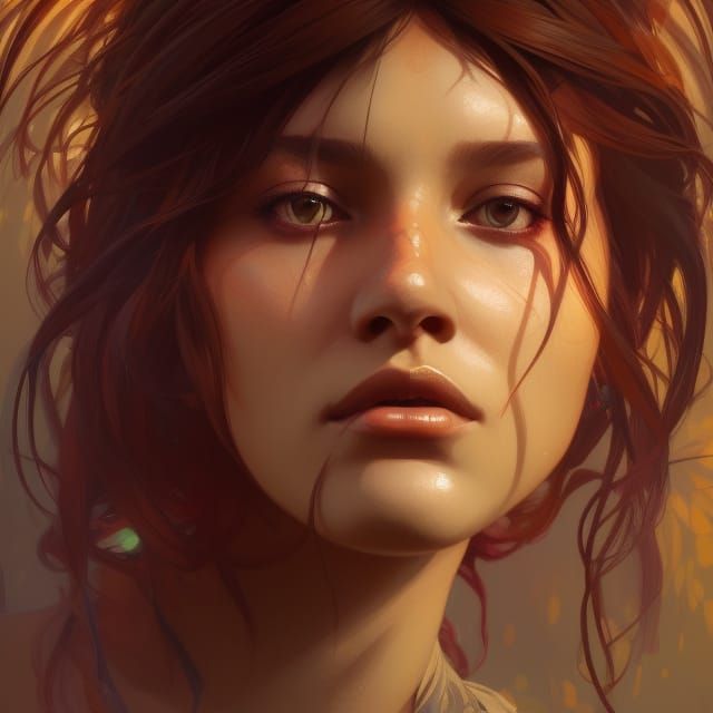 Hyperdetailed Portrait in Art Nouveau Style