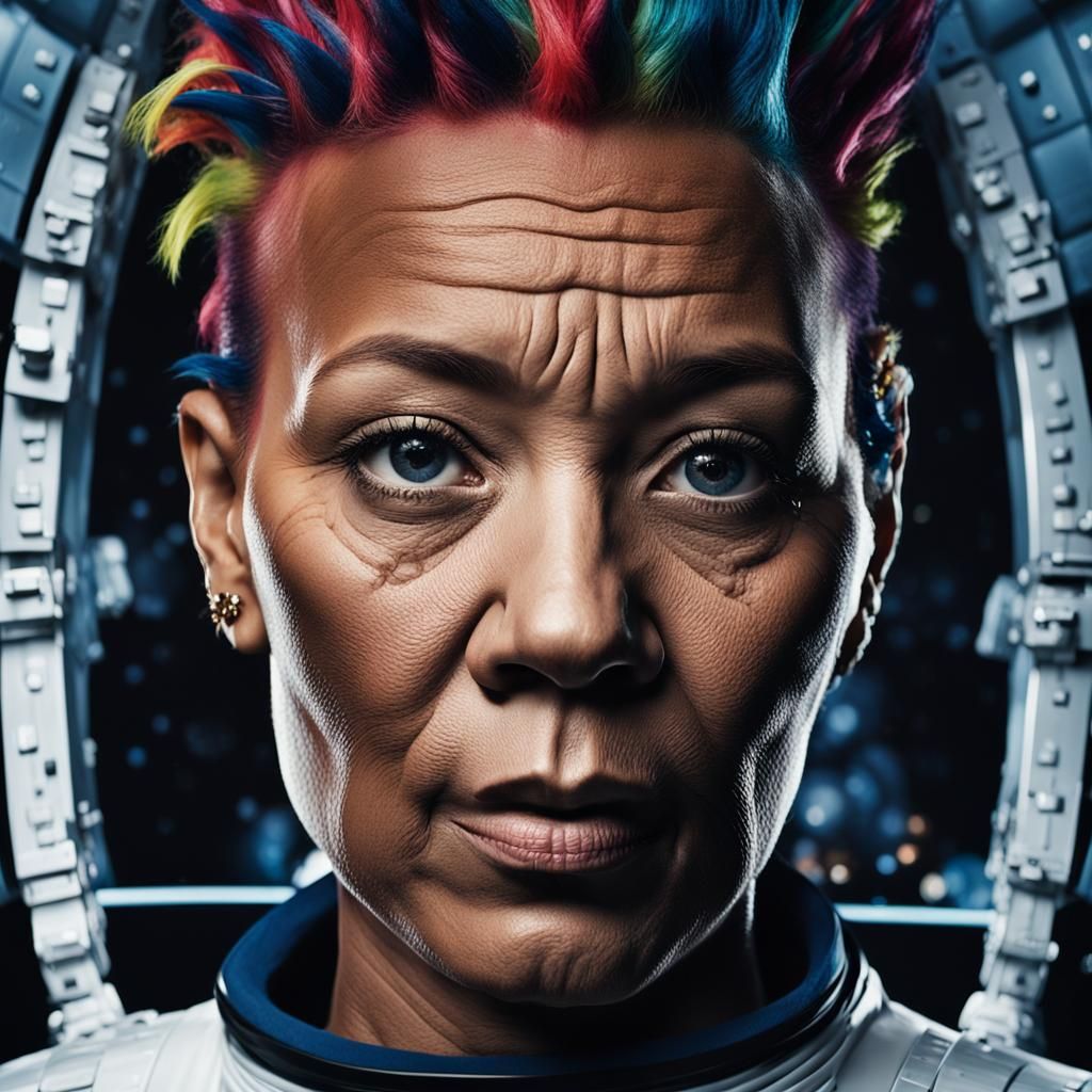 Monochrome Mohawk Portrait on Spaceship, High Fashion Photog...