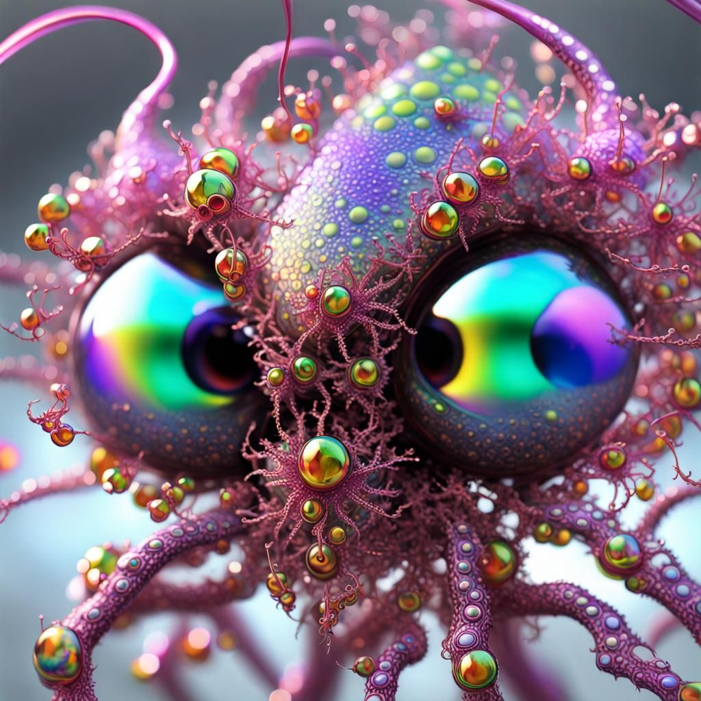 Fractal Glass Dragon Spider in Rainbow Colors