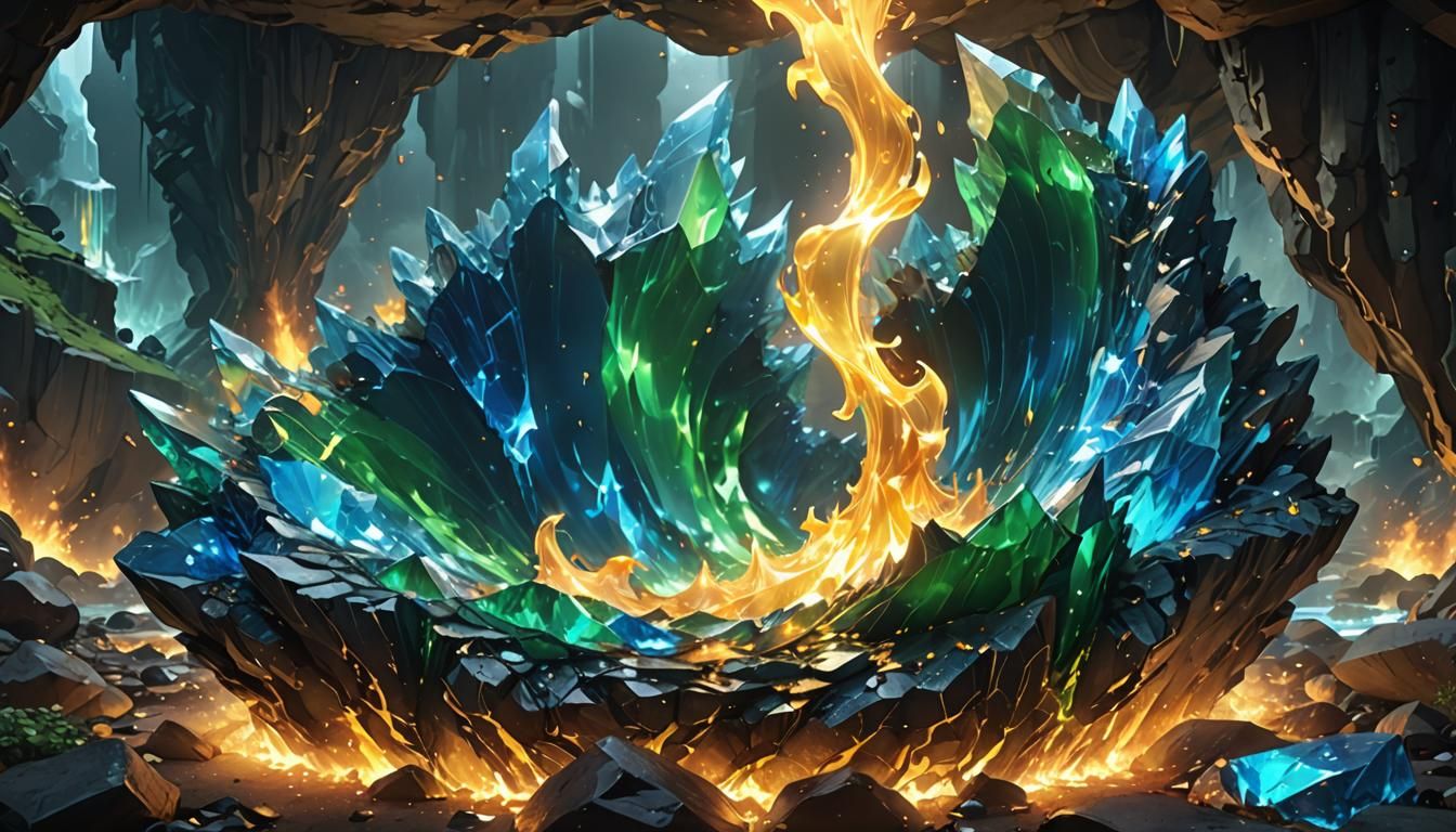 Giant Shuriken Rasengan in Gemstone Cave, 3D Anime Art