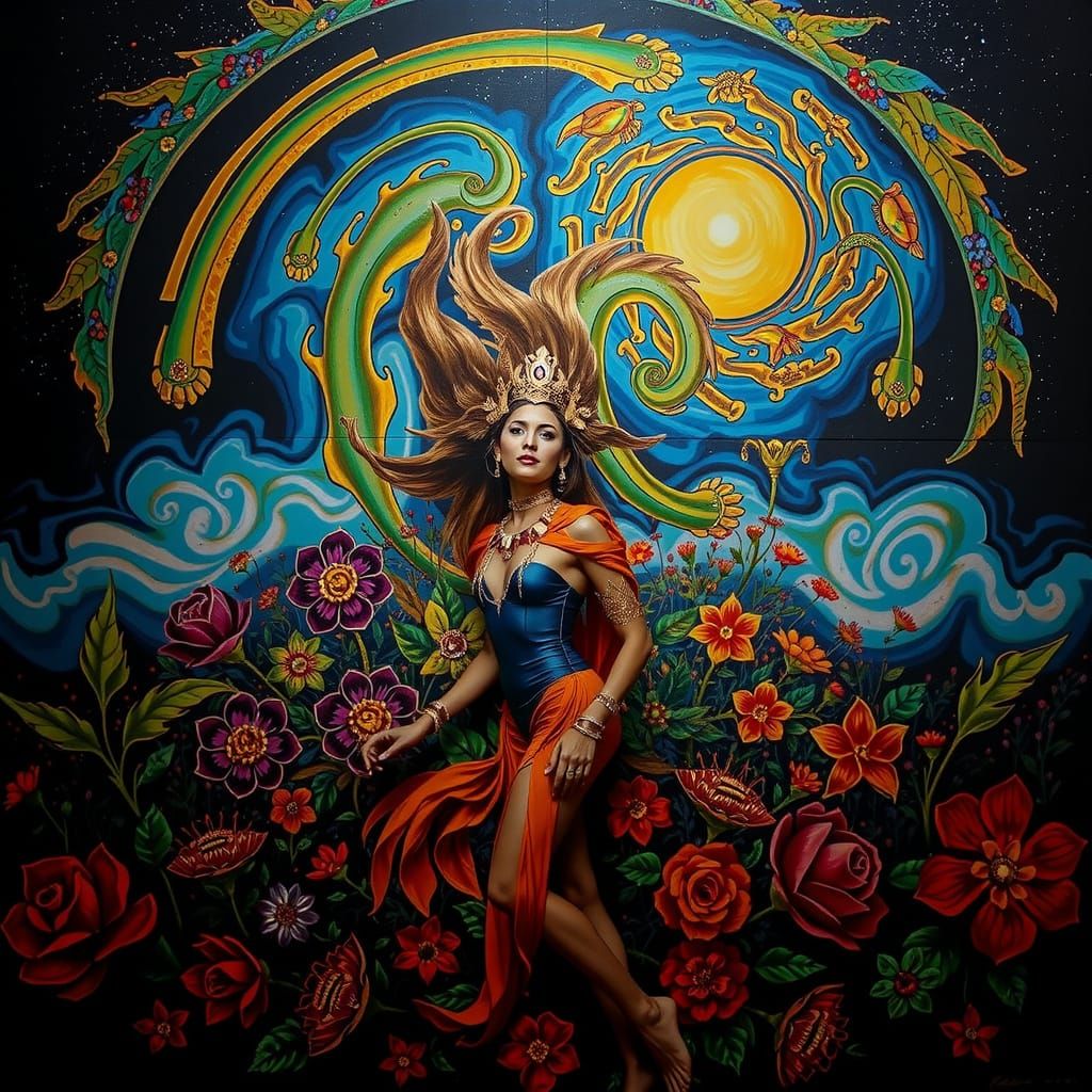 Psychedelic Garden of Cosmic Mystery and Tropical Heat