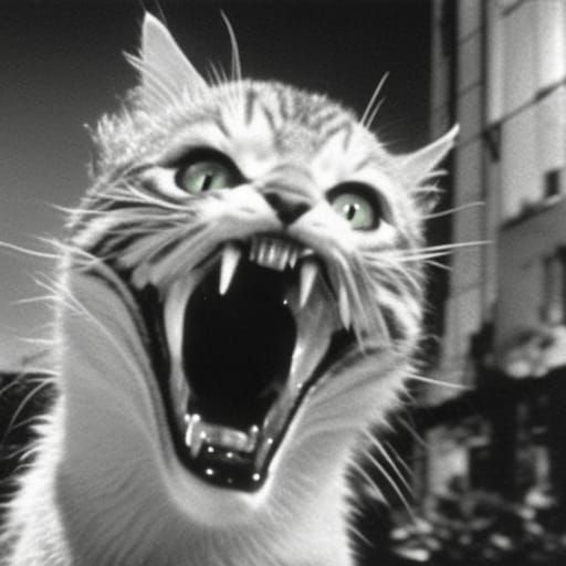 Kaiju Tabby Cat Destroys Los Angeles: 1950s Sci-Fi