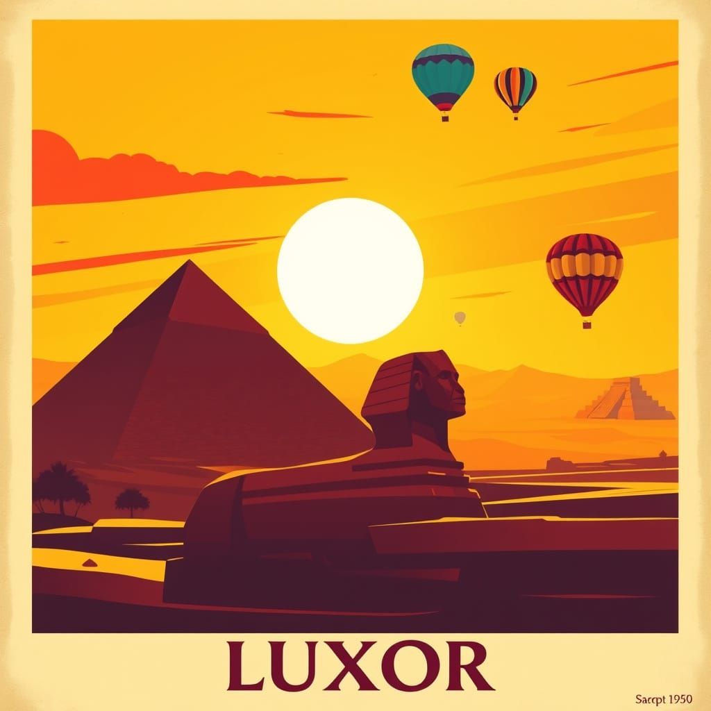 Vintage Luxor Egypt Travel Poster