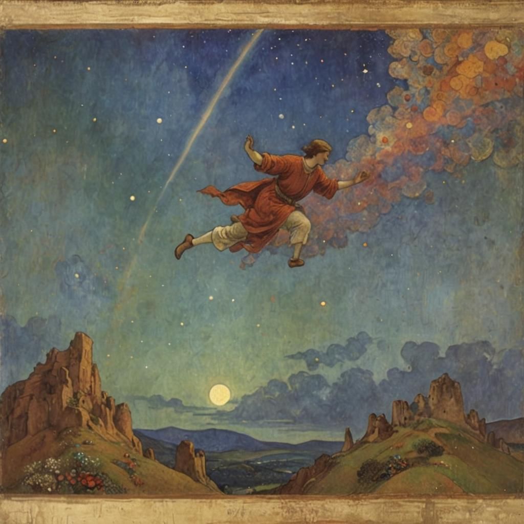 Whimsical Finnish Night Sky with Shooting Star