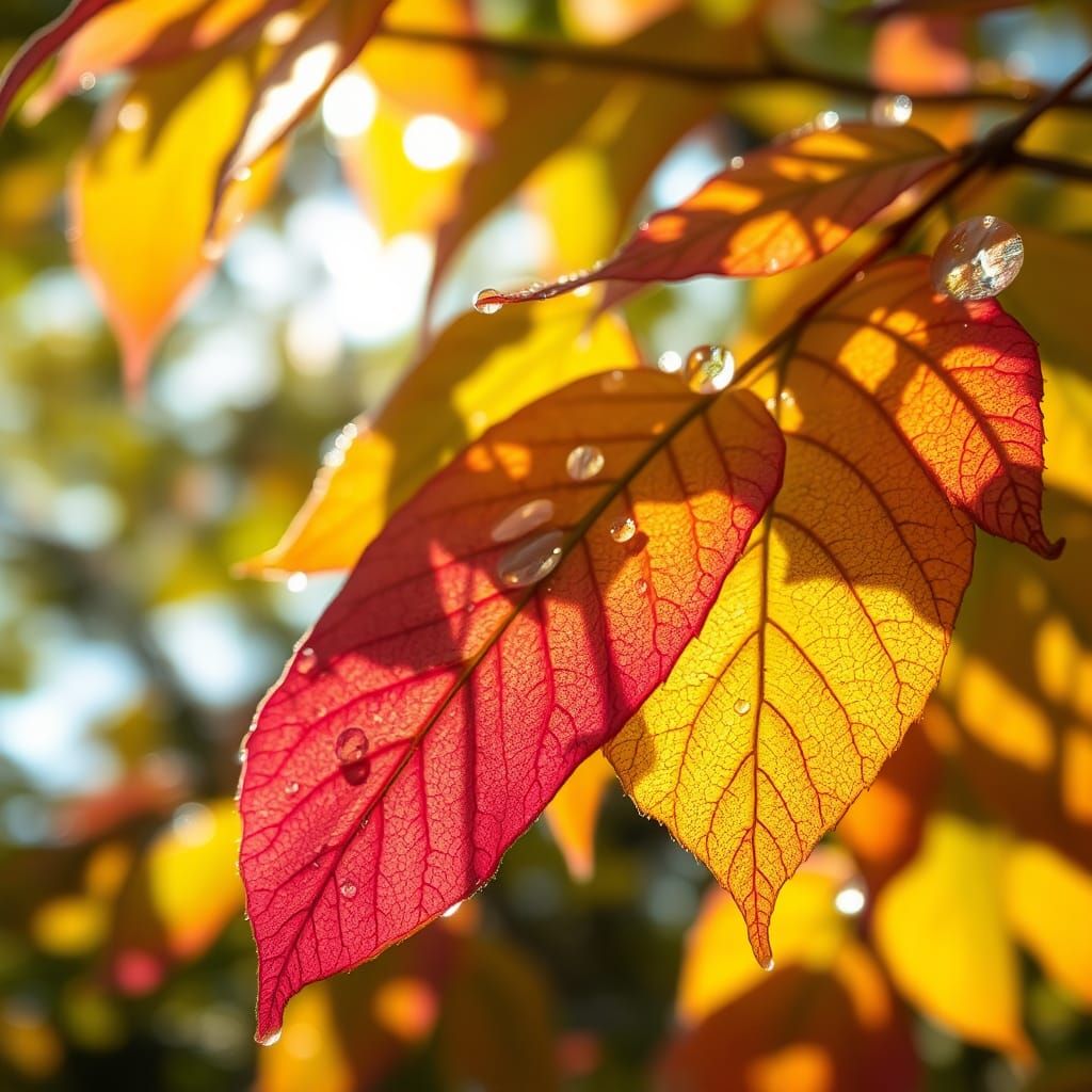 Sunlit Leaves with Dreamy Bokeh Effect