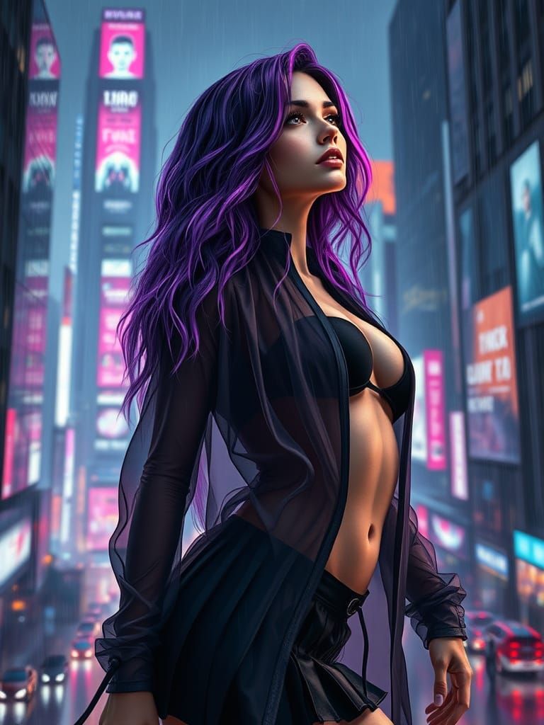 Cyberpunk Goddess in Neon Metropolis