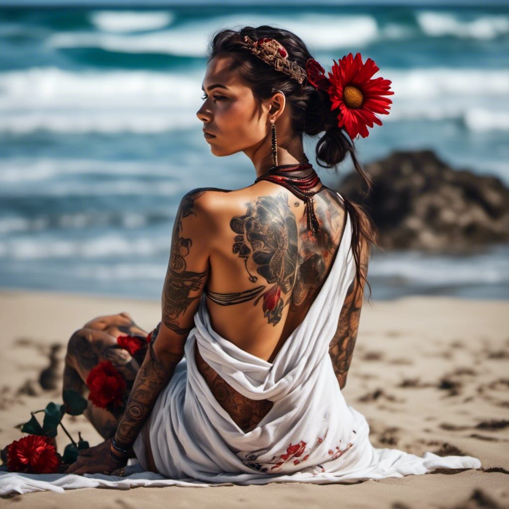 Samoan Woman Portrait with Tribal Tattoos