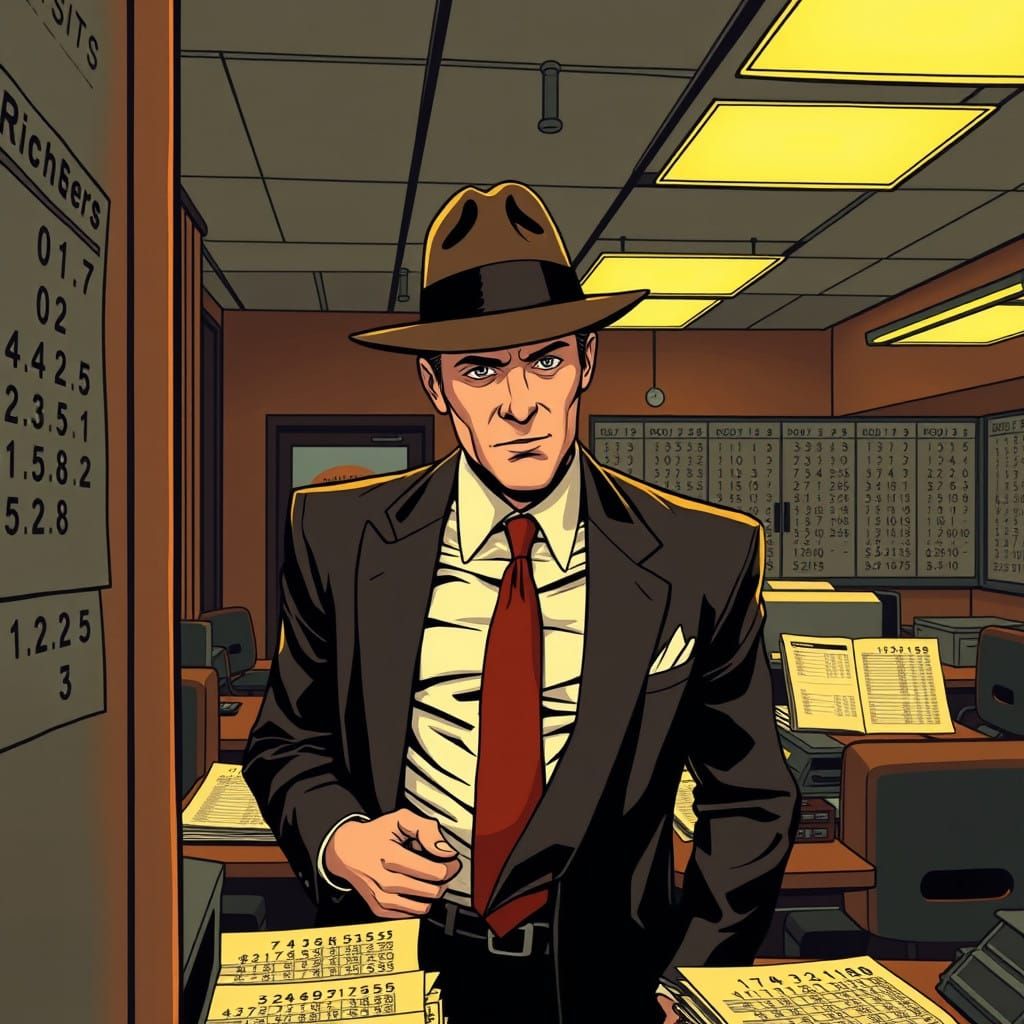 The Numbers Man in 1950s Office Nocturne