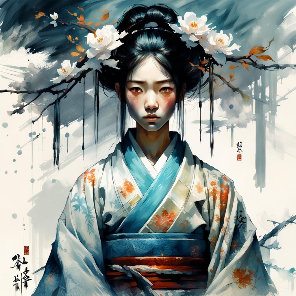 Yuki-Onna Yukata Calligraphy