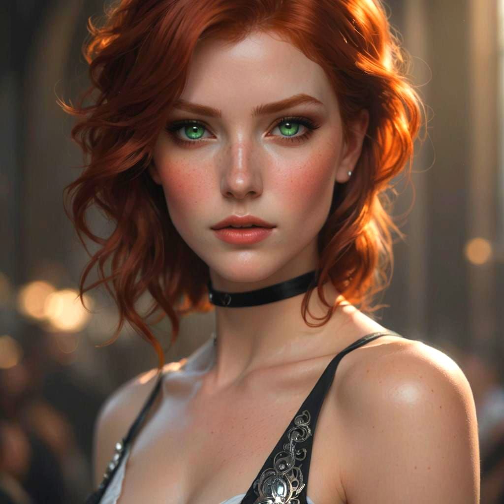 Redhead Portrait in Art Nouveau Style