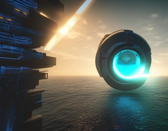 Cyberpunk Atoll with Bio-Organic Elements in 8K