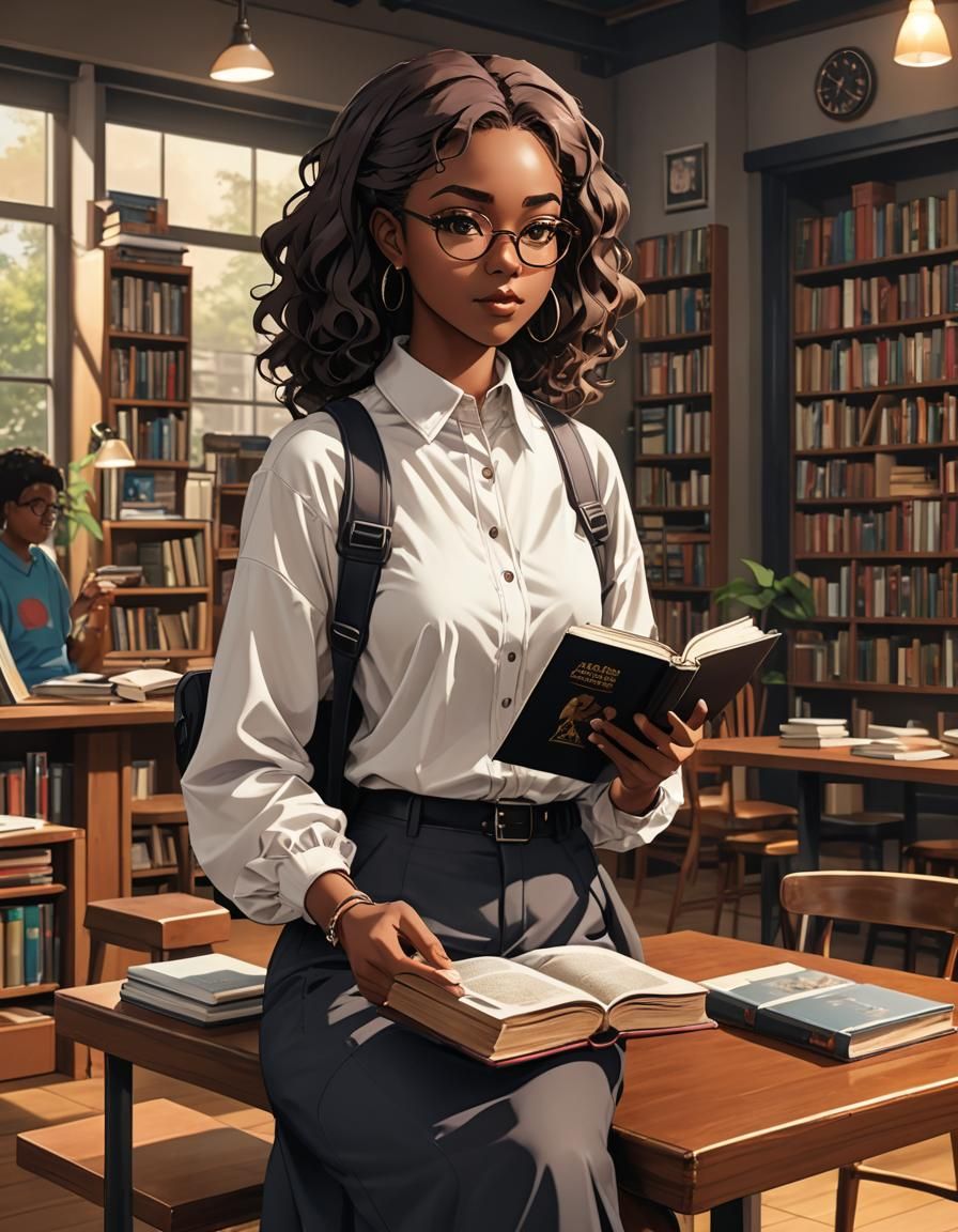 Anime Style African American Woman Portrait