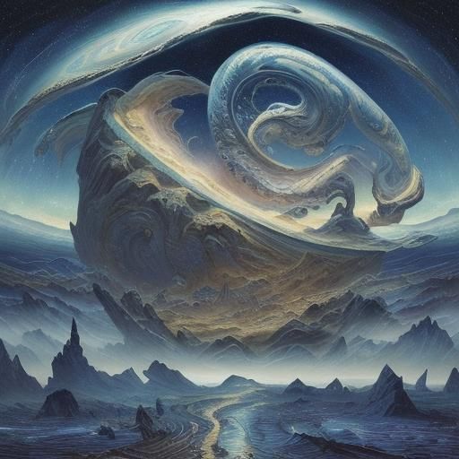 Surreal Fantasy Landscape in Melting Oil Style